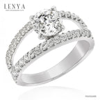 LENYA แหวน CZ สวารอฟสกี้ เซอร์โคเนีย เสริมบุคลิกความหรูหรา ขนาด 6.50 มิล ตัวเรือนเงินแท้ 925 ชุบทองคำขาว
