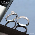 LENYA แหวนคู่ 2 วง ประดับ SWAROVSKI ZIRCONIA ตัวเรือนเงินแท้ชุบทองคำขาวแท้