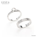 LENYA แหวนคู่ 2 วง ประดับ SWAROVSKI ZIRCONIA ตัวเรือนเงินแท้ชุบทองคำขาวแท้