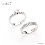 LENYA แหวนคู่ 2 วง ประดับ SWAROVSKI ZIRCONIA ตัวเรือนเงินแท้ชุบทองคำขาวแท้