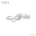 LENYA แหวนคู่ 2 วง ประดับ SWAROVSKI ZIRCONIA ตัวเรือนเงินแท้ชุบทองคำขาวแท้