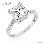 LENYA แหวนเพชร DiamondLike เพชรสี่เหลี่ยมบนดีไซน์สุดคลาสสิค บนตัวเรือนเงินแท้ชุบทองคำขาว โดนใจในทุกสถานการณ์