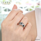 LENYA แหวนเงินแท้ 925 ชุบทองคำขาว ประดับด้วย SWAROVSKI ZIRCONIA สีขาว สวยคลาสสิค  เสริมบุคลิกเพิ่มความมั่นใจ