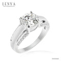 LENYA แหวนเงินแท้ 925 ชุบทองคำขาว ประดับด้วย SWAROVSKI ZIRCONIA สีขาว สวยคลาสสิค  เสริมบุคลิกเพิ่มความมั่นใจ