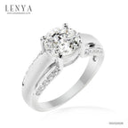 LENYA แหวนเงินแท้ 925 ชุบทองคำขาว ประดับด้วย SWAROVSKI ZIRCONIA สีขาว สวยคลาสสิค  เสริมบุคลิกเพิ่มความมั่นใจ