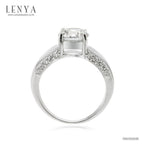 LENYA แหวนเงินแท้ 925 ชุบทองคำขาว ประดับด้วย SWAROVSKI ZIRCONIA สีขาว สวยคลาสสิค  เสริมบุคลิกเพิ่มความมั่นใจ