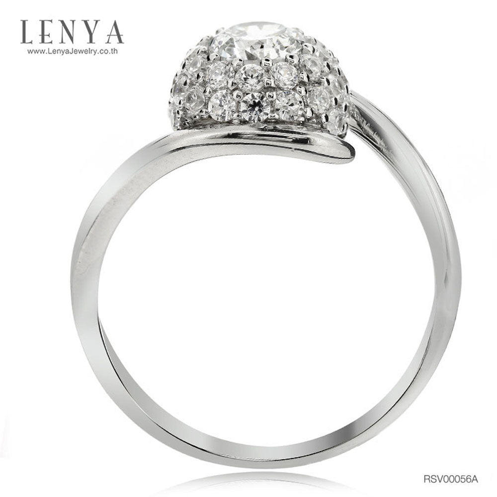 LENYA แหวน CZ Diamondlike เสริมบุคลิกและความมั่นใจ ขนาด 5 มิล ตัวเรือนเงินแท้925 ชุบทองคำขาว