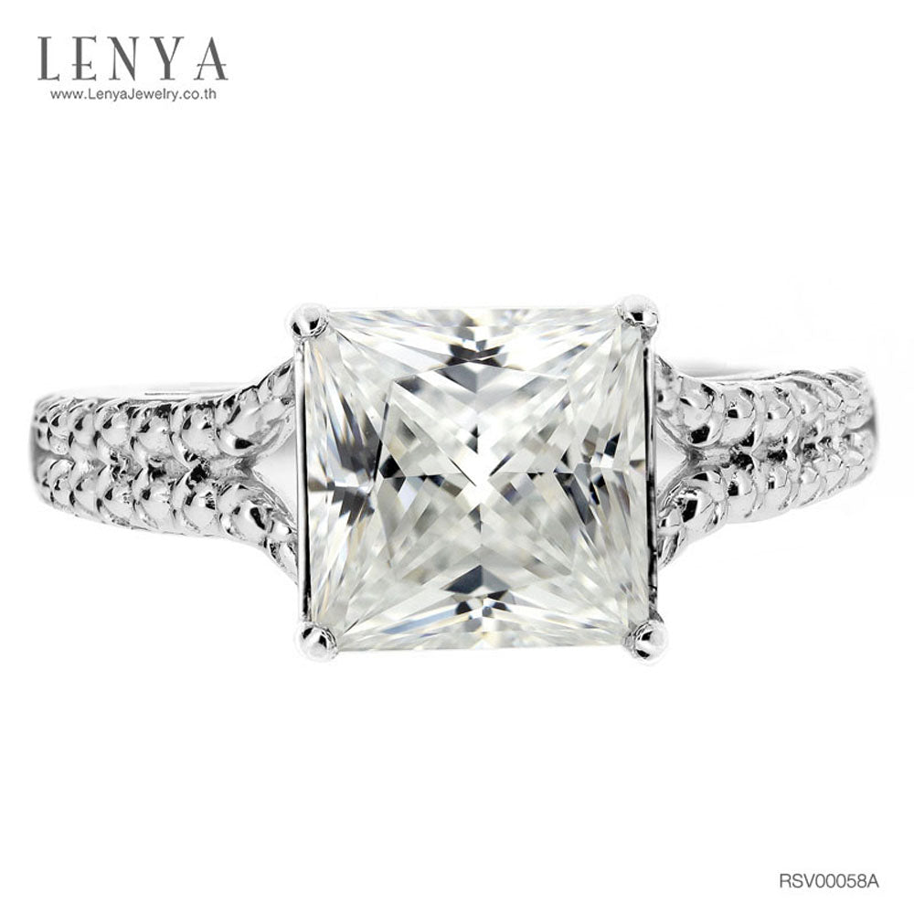 LENYA แหวน CZ Diamondlike เสริมบุคลิกและความมั่นใจ ขนาด 8 มิล ตัวเรือนเงินแท้925 ชุบทองคำขาว