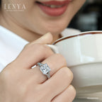 LENYA แหวน CZ Diamondlike เสริมบุคลิกและความมั่นใจ ขนาด 8 มิล ตัวเรือนเงินแท้925 ชุบทองคำขาว