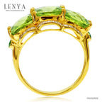 LENYA แหวนเพอริดอท ประดับเพชร DiamondLike และ Chrome Diopside สีเขียว ตัวเรือนเงินแท้ชุบทอง