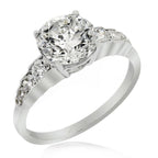 LENYA แหวนดีไซน์เรียบหรู หัวแหวนประดับเพชร DiamondLike ตัวเรือนเงินแท้ชุบทองคำขาว