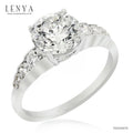 LENYA แหวน CZ สีขาวจาก SWAROVSKI เสริมบุคลิกความหรูหรา ขนาด 8 มิล ตัวเรือนเงินแท้925 ชุบทองคำขาว