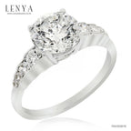 LENYA แหวน CZ สีขาวจาก SWAROVSKI เสริมบุคลิกความหรูหรา ขนาด 8 มิล ตัวเรือนเงินแท้925 ชุบทองคำขาว