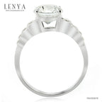 LENYA แหวน CZ สีขาวจาก SWAROVSKI เสริมบุคลิกความหรูหรา ขนาด 8 มิล ตัวเรือนเงินแท้925 ชุบทองคำขาว