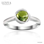 LENYA แหวนพลอยเพอริดอท (Peridot) พลอยหลังเบี้ย ปกป้องคุ้มครองเสริมสิริมงคล ความโชคดี นำพาความเจริญรุ่งเรืองในชีวิต หัวแหวนดีไซน์เป็นกลีบดอกไม้ ตัวเรือนเงินแท้ชุบทองคำขาว