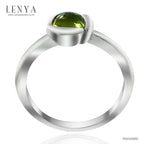 LENYA แหวนพลอยเพอริดอท (Peridot) พลอยหลังเบี้ย ปกป้องคุ้มครองเสริมสิริมงคล ความโชคดี นำพาความเจริญรุ่งเรืองในชีวิต หัวแหวนดีไซน์เป็นกลีบดอกไม้ ตัวเรือนเงินแท้ชุบทองคำขาว