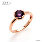LENYA แหวนพลอยอเมทิสต์ เสริมความสงบใจ มีสติ มั่งคั่ง ขนาด 6 มิล ตัวเรือนเงินแท้925 ชุบพิงค์โกลด์