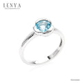 LENYA แหวนพลอยบลูโทแพซ เสริมความมั่นใจ ชัดเจน ปัญญา ขนาด 6 มิล ตัวเรือนเงินแท้925 ชุบทองคำขาว