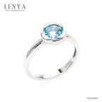LENYA แหวนพลอยบลูโทแพซ เสริมความมั่นใจ ชัดเจน ปัญญา ขนาด 6 มิล ตัวเรือนเงินแท้925 ชุบทองคำขาว