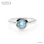 LENYA แหวนพลอยบลูโทแพซ เสริมความมั่นใจ ชัดเจน ปัญญา ขนาด 6 มิล ตัวเรือนเงินแท้925 ชุบทองคำขาว