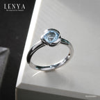 LENYA แหวนพลอยบลูโทแพซ เสริมความมั่นใจ ชัดเจน ปัญญา ขนาด 6 มิล ตัวเรือนเงินแท้925 ชุบทองคำขาว
