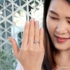 LENYA แหวนพลอยบลูโทแพซ เสริมความมั่นใจ ชัดเจน ปัญญา ขนาด 6 มิล ตัวเรือนเงินแท้925 ชุบทองคำขาว