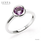 LENYA แหวนเงินแท้ ดีไซน์กลีบดอกไม้ ประดับพลอยอเมทิสต์