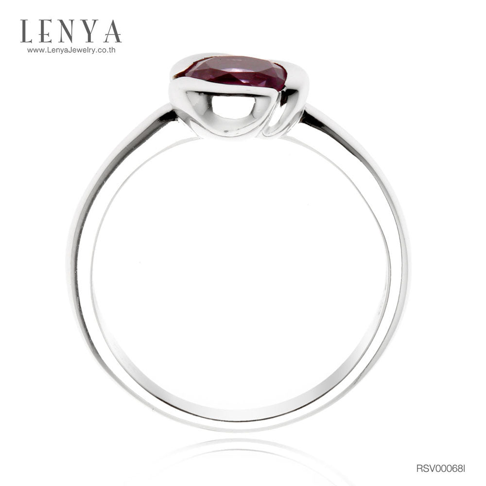 LENYA แหวนเงินแท้ ดีไซน์กลีบดอกไม้ ประดับพลอยอเมทิสต์