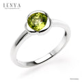 LENYA แหวนพลอยเพอริดอท (Peridot) ปกป้องคุ้มครองเสริมสิริมงคล ความโชคดี นำพาความเจริญรุ่งเรืองในชีวิต หัวแหวนดีไซน์เป็นกลีบดอกไม้ ตัวเรือนเงินแท้ชุบทองคำขาว