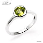 LENYA แหวนพลอยเพอริดอท (Peridot) ปกป้องคุ้มครองเสริมสิริมงคล ความโชคดี นำพาความเจริญรุ่งเรืองในชีวิต หัวแหวนดีไซน์เป็นกลีบดอกไม้ ตัวเรือนเงินแท้ชุบทองคำขาว