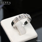LENYA แหวนเพชร DiamondLike หรูสุด สะดุดตา ด้วยสไตล์ เพชรทรง Baguette สลับทรงกลม ตัวเงินทำจากเงินแท้ 925 ชุบทองคำขาว ใส่ได้ทั้งหญิงและชาย