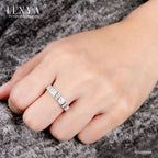 LENYA แหวนเพชร DiamondLike หรูสุด สะดุดตา ด้วยสไตล์ เพชรทรง Baguette สลับทรงกลม ตัวเงินทำจากเงินแท้ 925 ชุบทองคำขาว ใส่ได้ทั้งหญิงและชาย