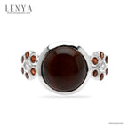 LENYA แหวนไทเกอร์อาย มีพลังปกป้องคุ้มครอง เสริมอำนาจบารมี ขนาด 10 มิล ตัวเรือนเงินแท้925 ชุบทองคำขาว