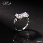LENYA แหวนเพชร DiamondLike รูปหัวใจ เม็ดใหญ่ 6 มิล 2 เม็ด ตัวเรือนเงินแท้ชุบโรเดียม