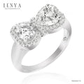 LENYA แหวนเพชร DiamondLike รูปหัวใจ เม็ดใหญ่ 6 มิล 2 เม็ด ตัวเรือนเงินแท้ชุบโรเดียม