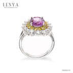 LENYA แหวนเงินแท้ประดับพลอยอเมทิสต์ ล้อมรอบด้วย Yellow Sapphire และ CZ