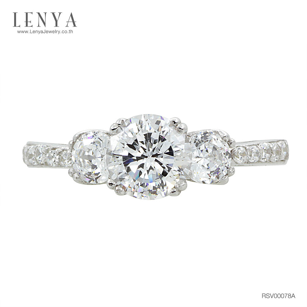 LENYA แหวน CZ Diamondlike เสริมบุคลิกและความมั่นใจ ตัวเรือนเงินแท้925 ชุบทองคำขาว