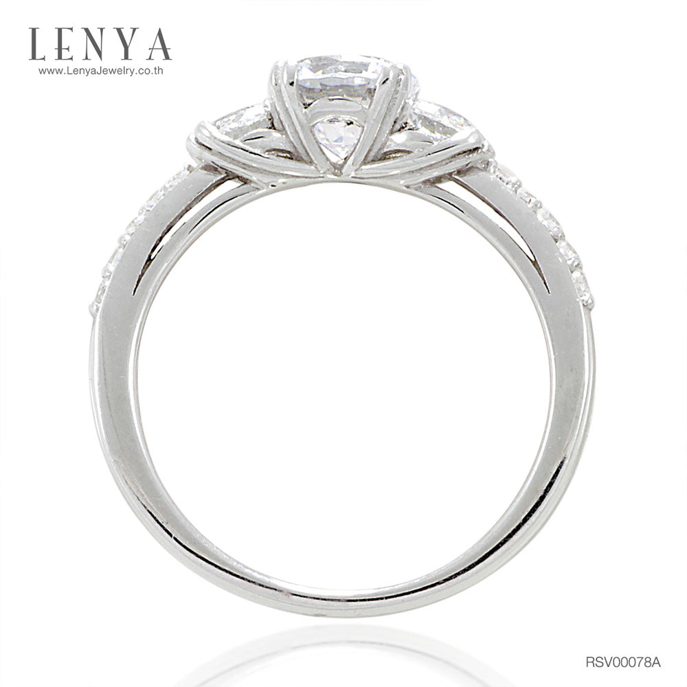 LENYA แหวน CZ Diamondlike เสริมบุคลิกและความมั่นใจ ตัวเรือนเงินแท้925 ชุบทองคำขาว