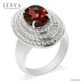 LENYA แหวนพลอยโกเมน เสริมด้านใจแกร่ง สำเร็จ มั่นคง ขนาด 10 มิล ตัวเรือนเงินแท้925 ชุบทองคำขาว
