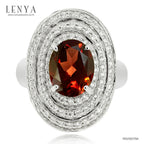 LENYA แหวนพลอยโกเมน เสริมด้านใจแกร่ง สำเร็จ มั่นคง ขนาด 10 มิล ตัวเรือนเงินแท้925 ชุบทองคำขาว