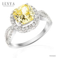 LENYA แหวน CZ สีเหลือง DiamondLikel  เสริมบุคลิกความมั่นใจ ขนาด 8 มิล ตัวเรือนเงินแท้925 ชุบทองคำขาว