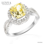 LENYA แหวน CZ สีเหลือง DiamondLikel  เสริมบุคลิกความมั่นใจ ขนาด 8 มิล ตัวเรือนเงินแท้925 ชุบทองคำขาว