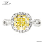 LENYA แหวน CZ สีเหลือง DiamondLikel  เสริมบุคลิกความมั่นใจ ขนาด 8 มิล ตัวเรือนเงินแท้925 ชุบทองคำขาว