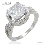 LENYA แหวน CZ Diamondlike เสริมบุคลิกและความมั่นใจ ขนาด 8 มิล ตัวเรือนเงินแท้925 ชุบทองคำขาว
