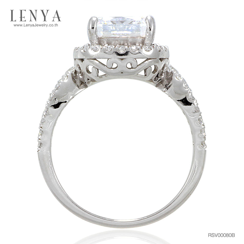 LENYA แหวน CZ Diamondlike เสริมบุคลิกและความมั่นใจ ขนาด 8 มิล ตัวเรือนเงินแท้925 ชุบทองคำขาว