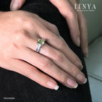 LENYA แหวนเพชร DiamondLike สีเหลือง รูปทรงสี่เหลี่ยม เสริมบ่าข้างด้วย เพชร DiamondLike ทรงบาเก็ตต์ สวยเก๋เด่นเป็นสง่า บนตัวเรือนเงินแท้ชุบทองคำขาว