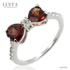 LENYA แหวนพลอยโกเมน เสริมด้านใจแกร่ง สำเร็จ มั่นคง ขนาด 6 มิล ตัวเรือนเงินแท้925 ชุบทองคำขาว