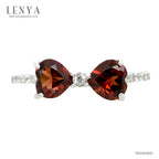 LENYA แหวนพลอยโกเมน เสริมด้านใจแกร่ง สำเร็จ มั่นคง ขนาด 6 มิล ตัวเรือนเงินแท้925 ชุบทองคำขาว