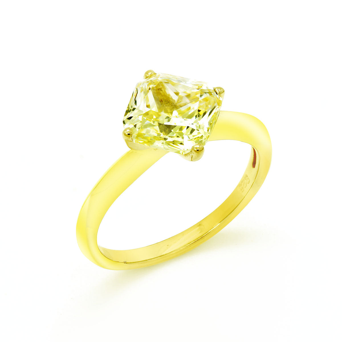 LENYA แหวนเพชร DiamondLike สีเหลือง ขนาด 2 กะรัต บนตัวเรือนเงินแท้ชุบทอง งานคุณภาพที่เติมเต็มความหรูหราดังที่คุณต้องการ