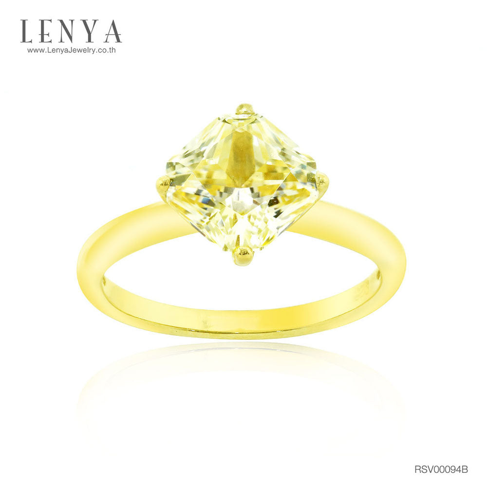 LENYA แหวนเพชร DiamondLike สีเหลือง ขนาด 2 กะรัต บนตัวเรือนเงินแท้ชุบทอง งานคุณภาพที่เติมเต็มความหรูหราดังที่คุณต้องการ